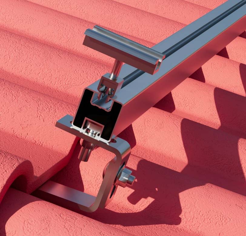 Montageset – Schrägdach/Ziegeldach – für ein PV-Module (hochkant)