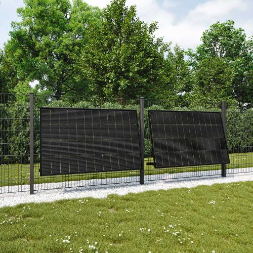 ZaunPV Stabgitter-Montagekit schwarz angewinkelt für 2 PV-Module 0,00% MwSt