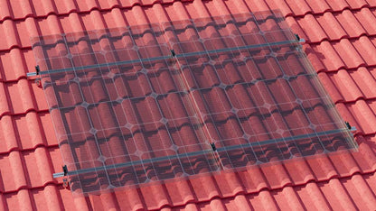 Montageset – Schrägdach/Ziegeldach – für 2 x PV-Module (hochkant, nebeneinander)