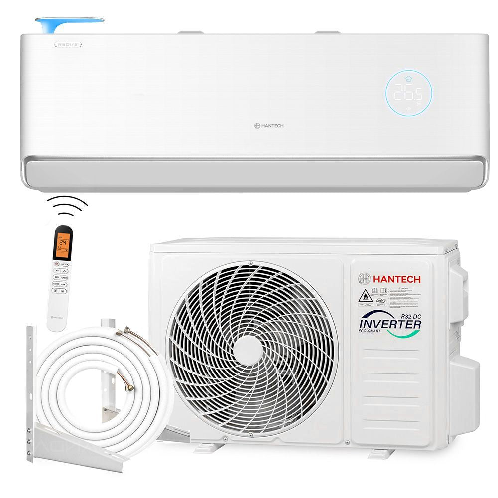 HANTECH 12000 BTU 3,6 kW Split Klimaanlage mit Frischluftzufuhr, WiFi und 3 m Leitung + Halterung