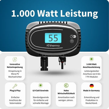 Fothermo Solarheizstab 1000W – Warmwasser mit Photovoltaik direkt erzeugen